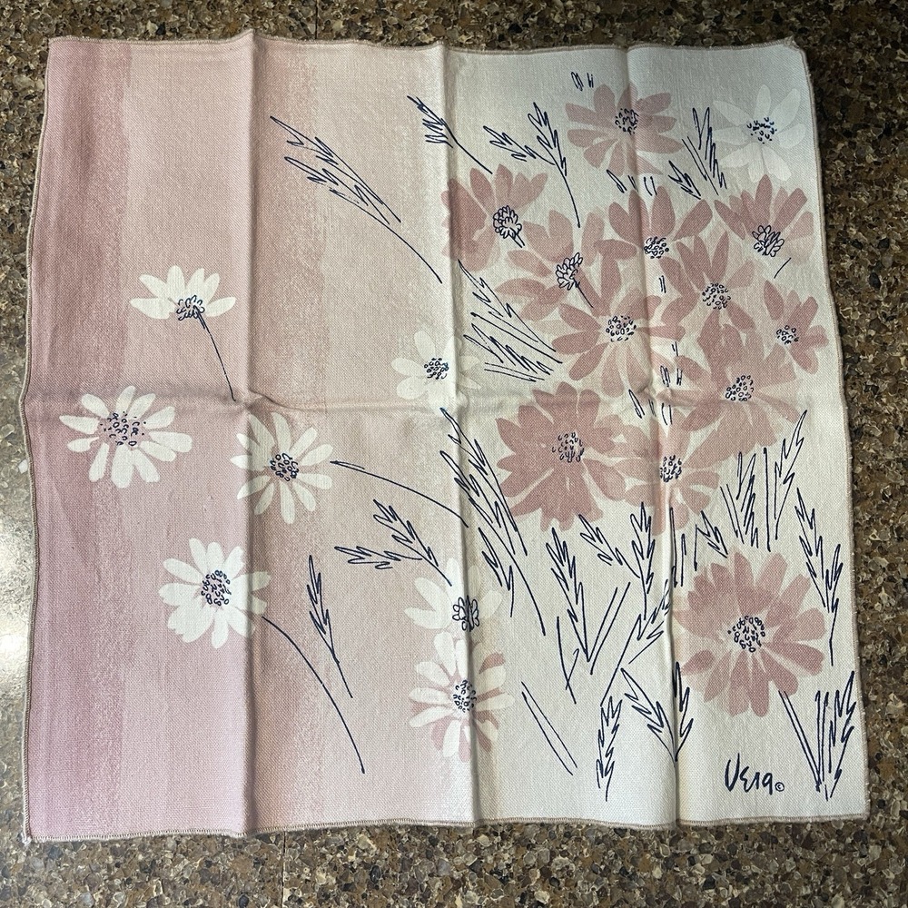 4 Vintage VERA NEUMANN Mauve Ombré PINK White FLOWER Cotton NAPKINS